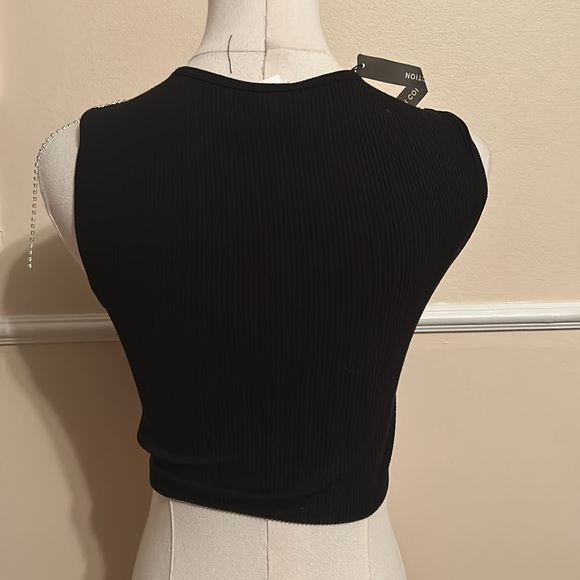 ZARA fringed seamless rhinestone black crop top size extra small/small - Picture 12 of 14